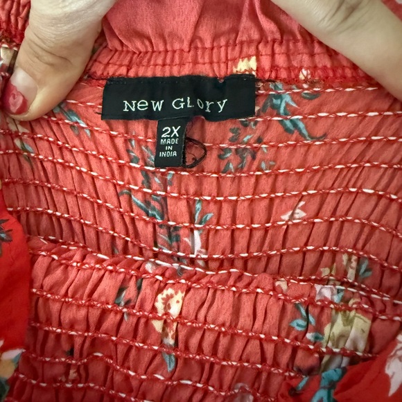 Floral Smocked Red Tank Top - Picture 3 of 3